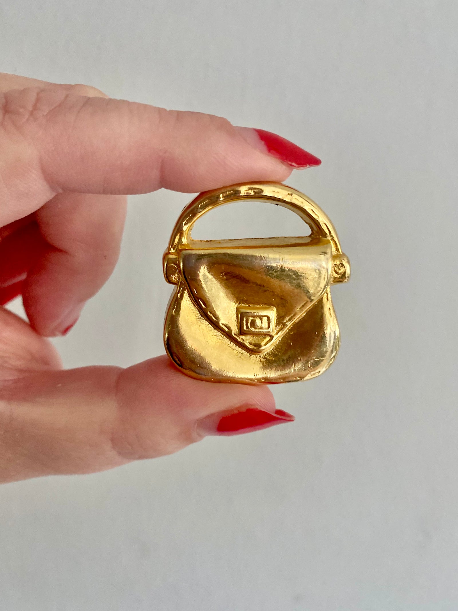 Vintage Novelty Metal Purse Brooch