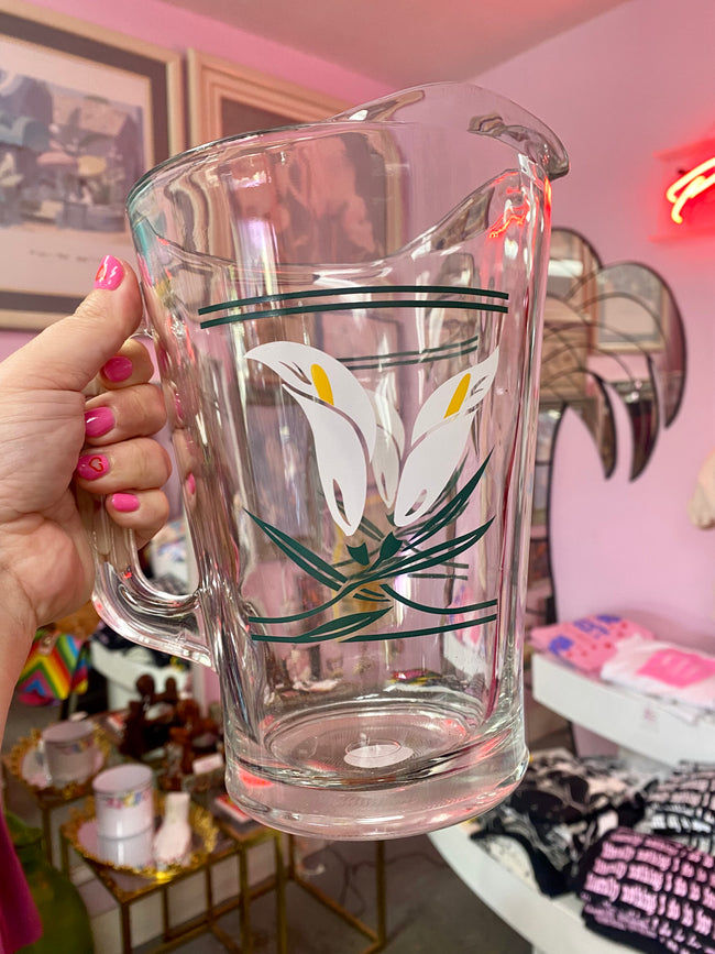 Calla Lily Heavy Glass Pitcher - Locals Only