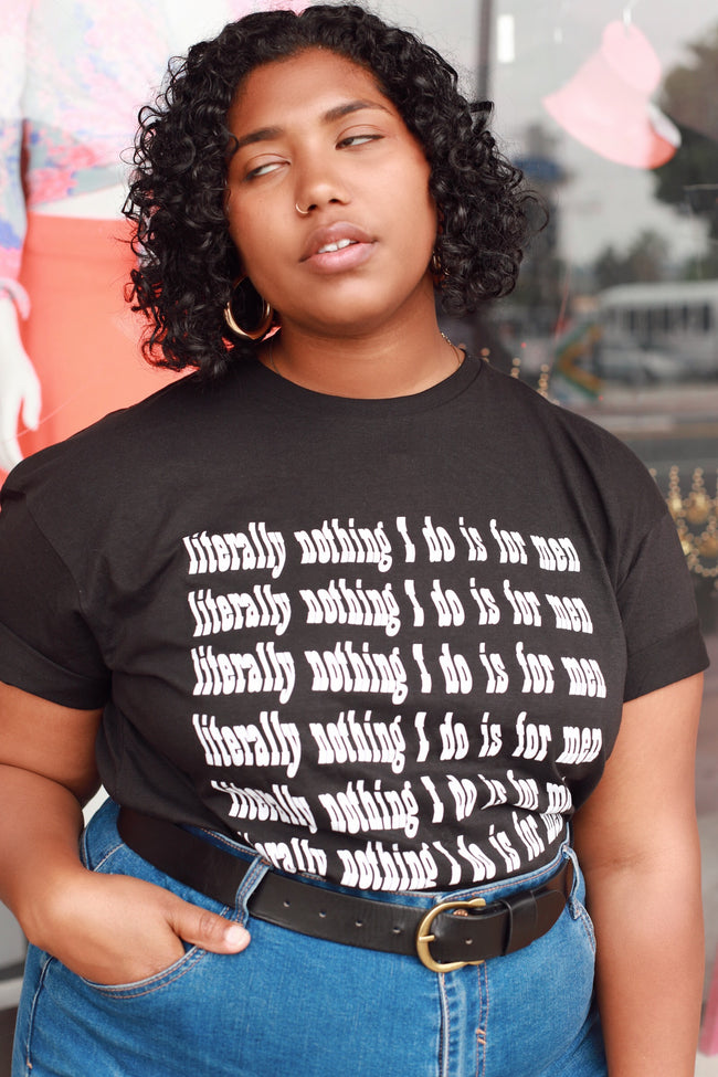Literally Nothing White Ink on Black Screen Printed Tee