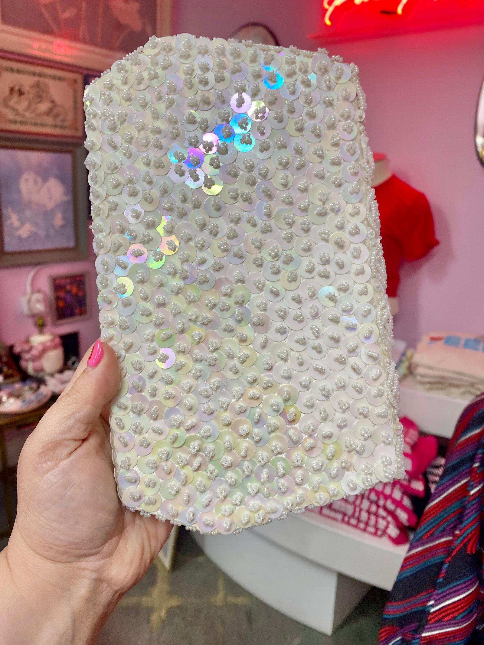 Vintage Rosette Beaded Clutch