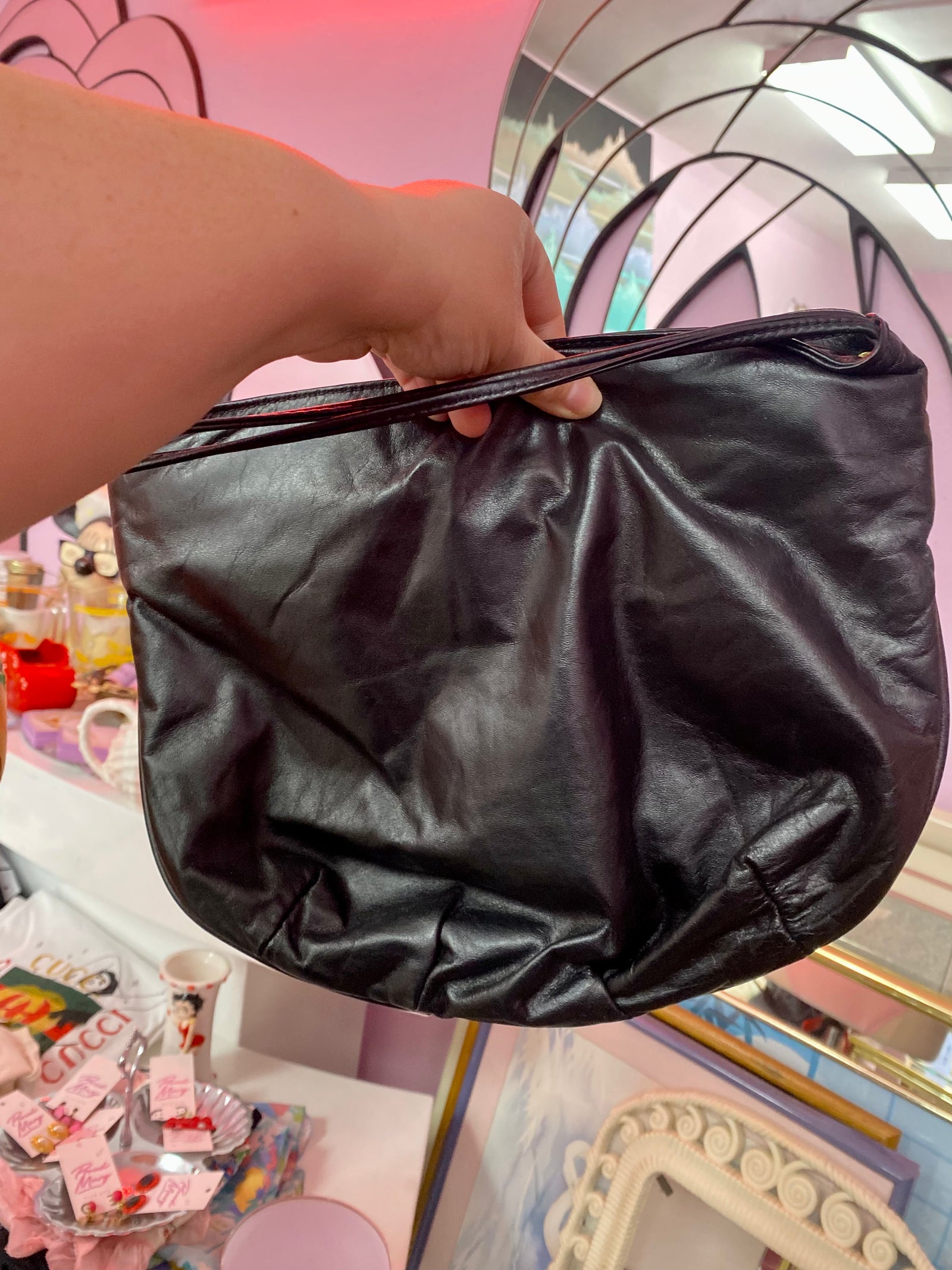 90’s Black Leather Crossbody Bag