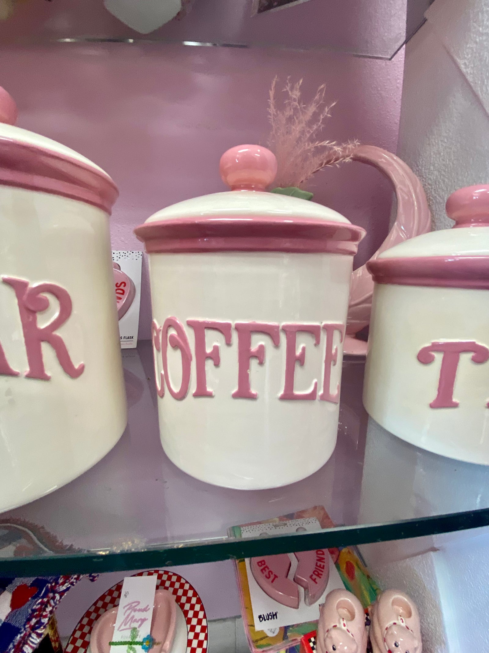 Circa 1990 Pink and White Canister set - Local Pickup Only