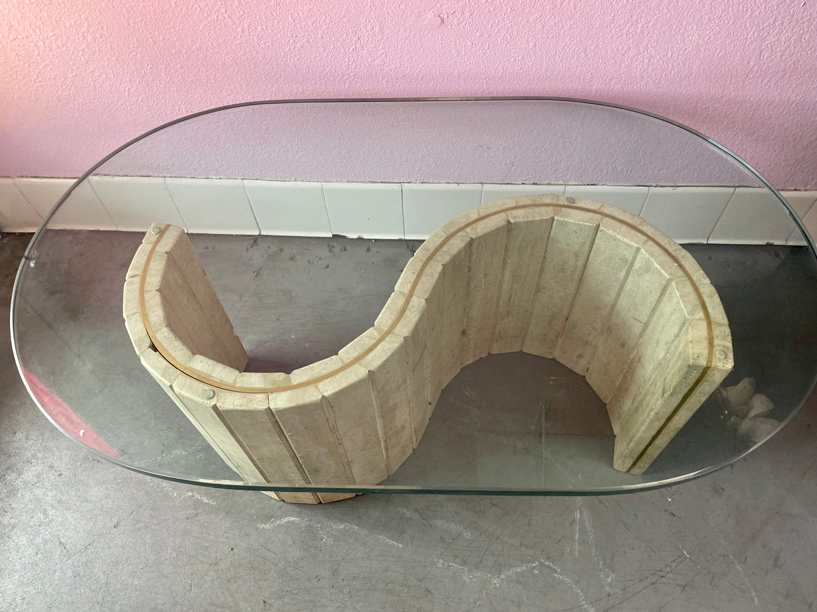 Vintage Heavy Glass Top  S Coffee Table - Locals Only