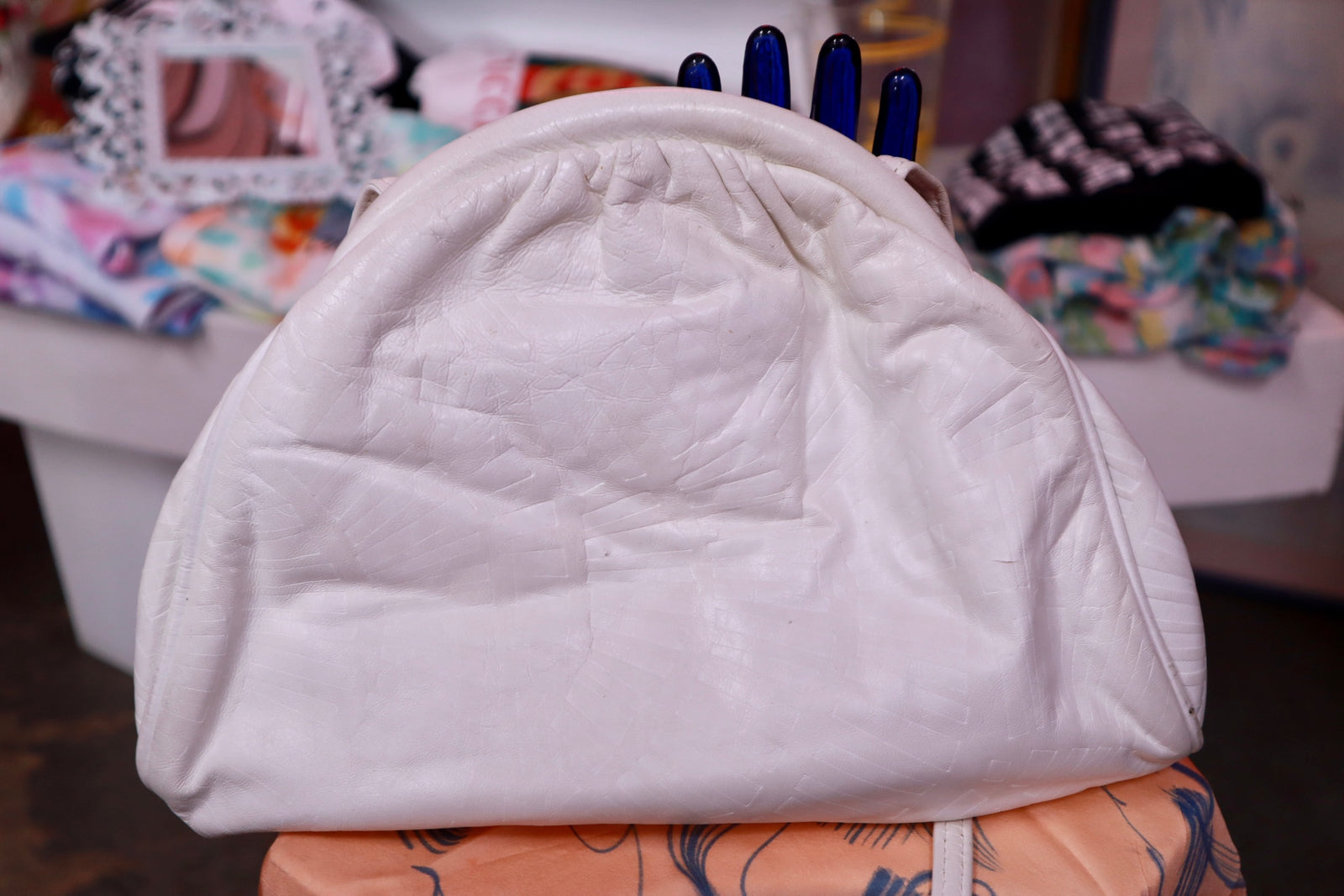 Vintage White Leather Bag