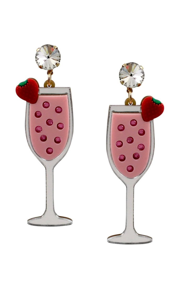 Strawberry Mimosa Cocktail Earrings