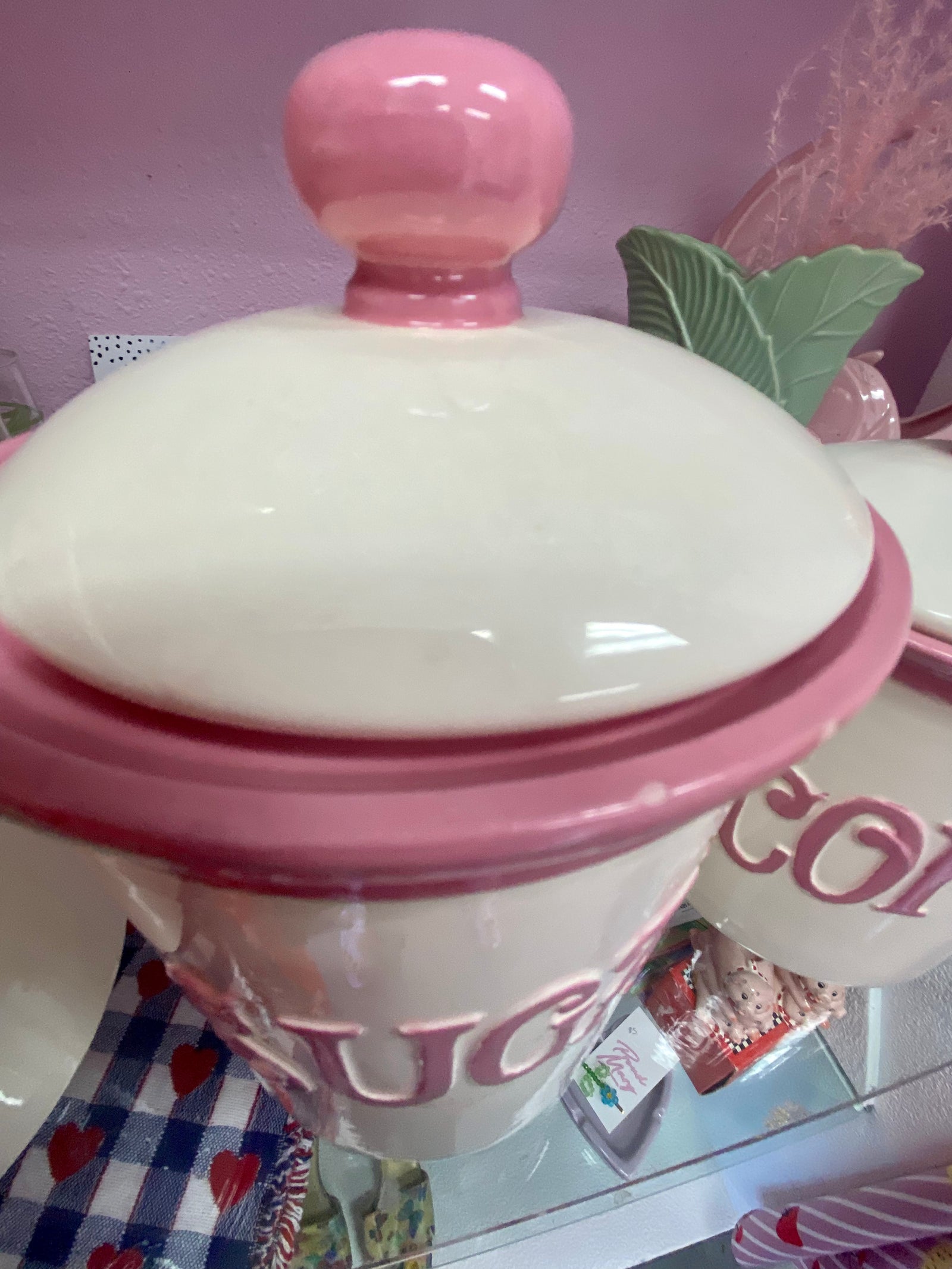 Circa 1990 Pink and White Canister set - Local Pickup Only