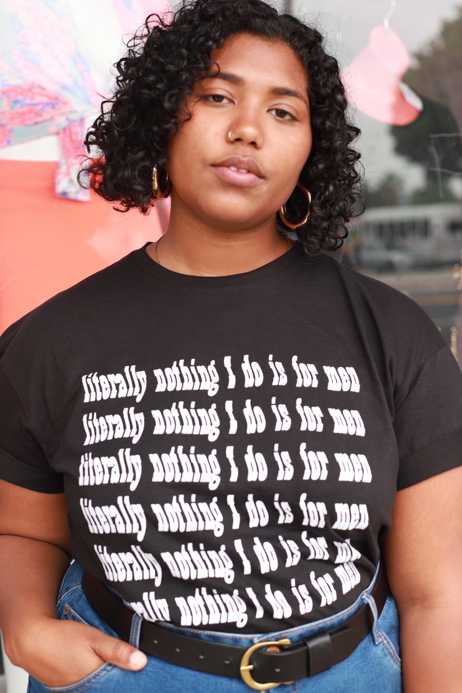 Literally Nothing White Ink on Black Screen Printed Tee