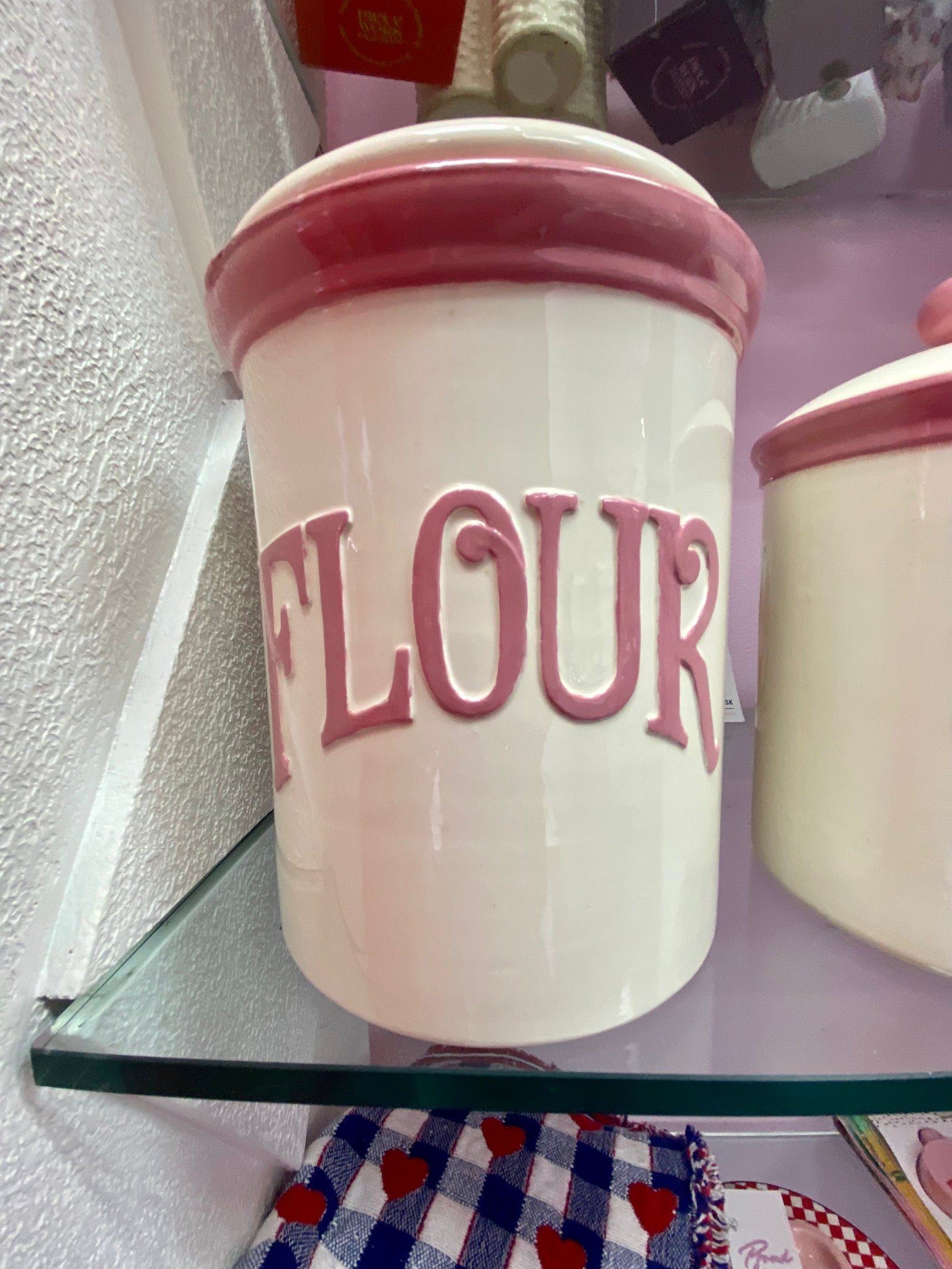 Circa 1990 Pink and White Canister set - Local Pickup Only