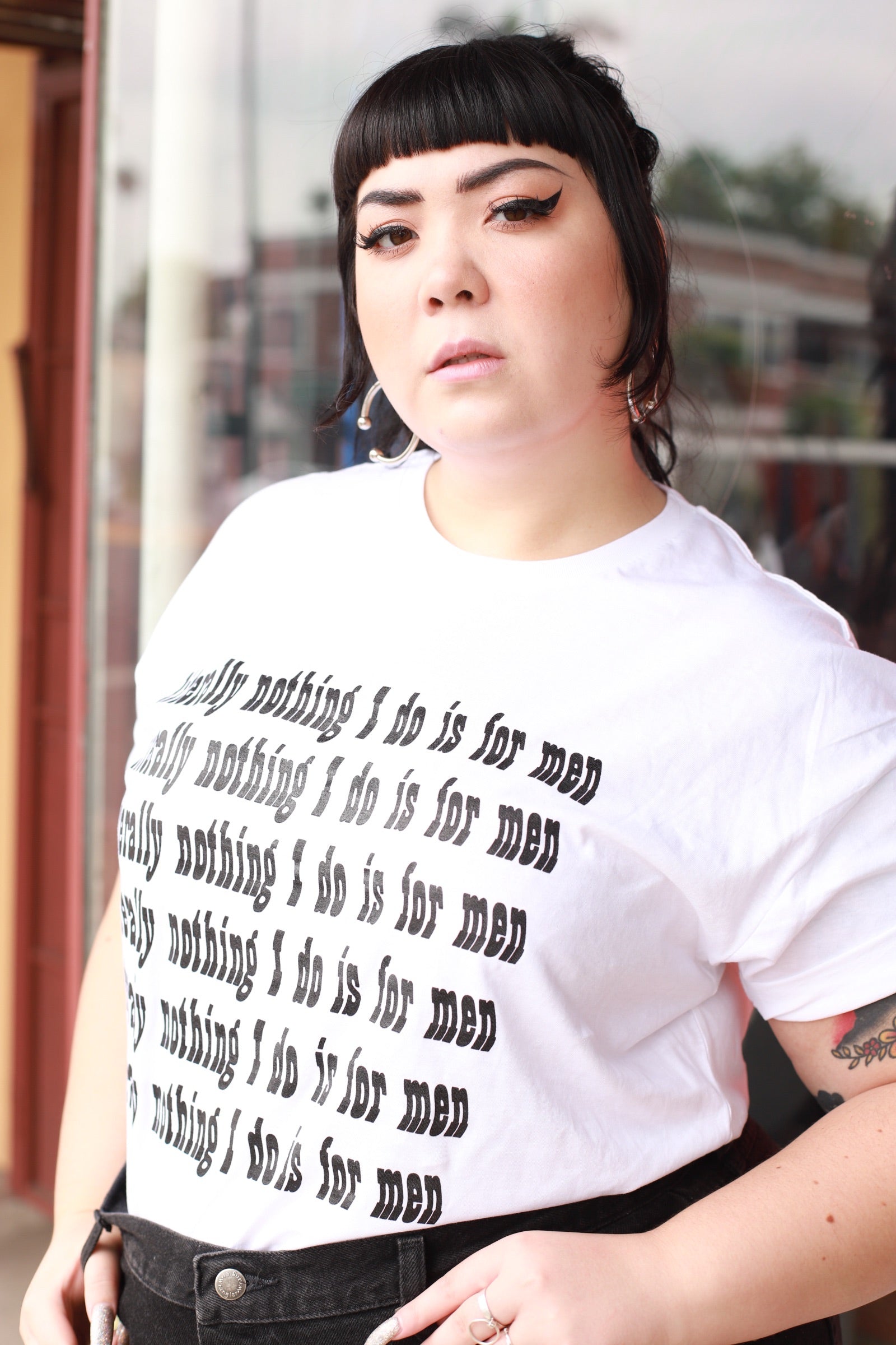Literally Nothing White Ink on Black Screen Printed Tee