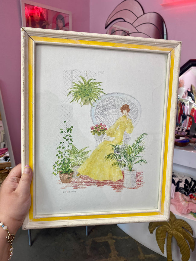 Framed Rare 1970’s Gloria Eriksen Garden Lady Print - Locals only
