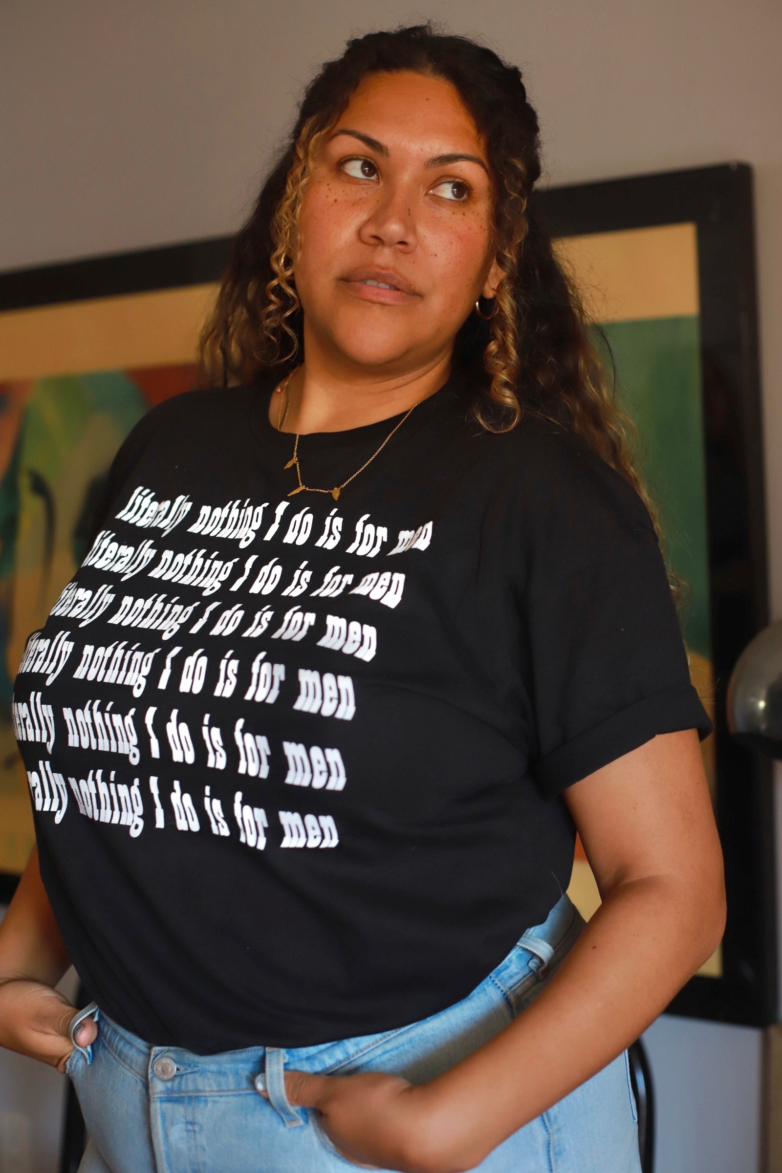 Literally Nothing White Ink on Black Screen Printed Tee