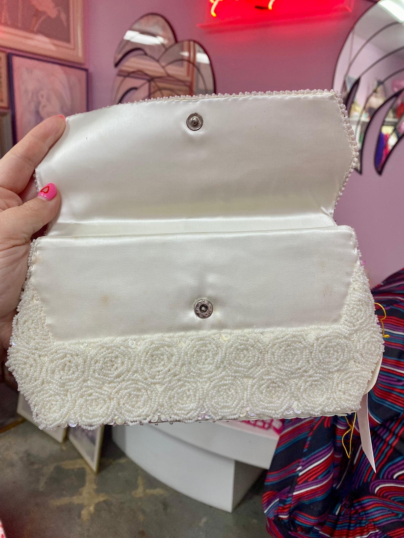 Vintage Rosette Beaded Clutch