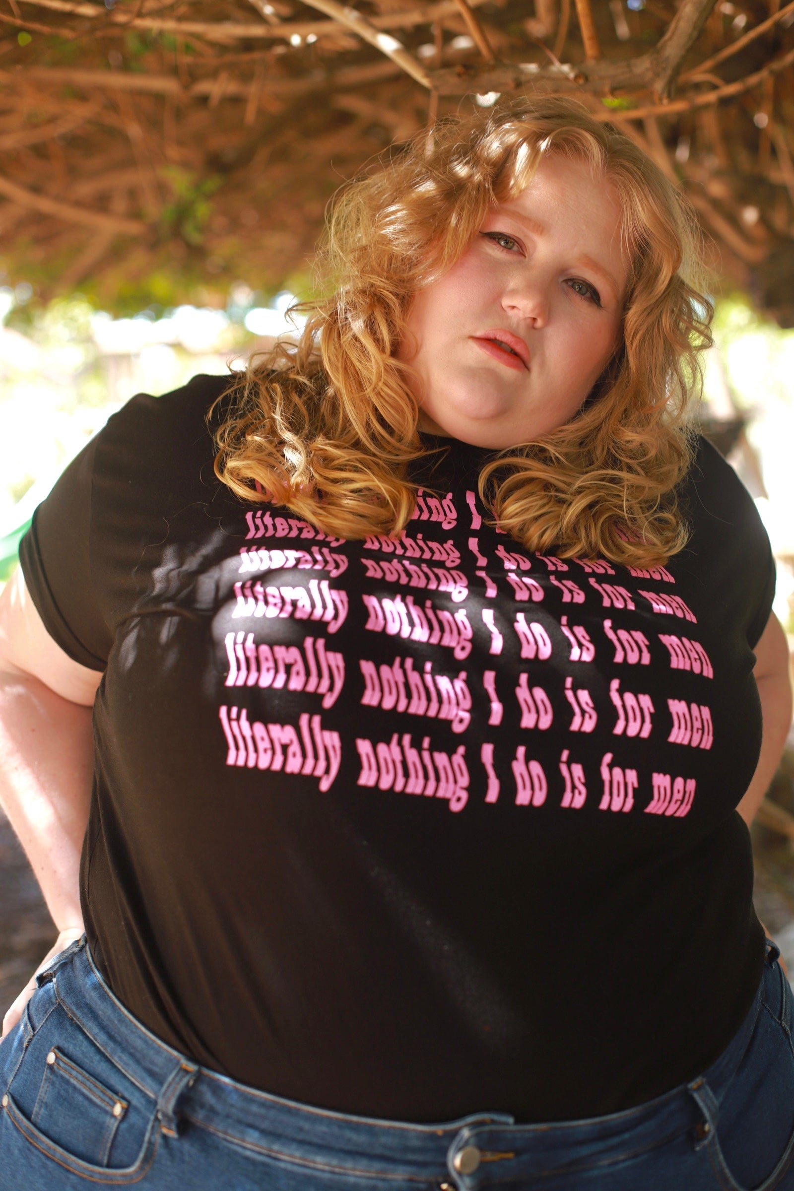 Literally Nothing Pink Ink on Black Screen Printed Tee