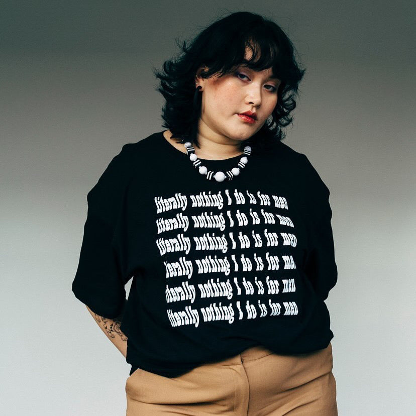 Literally Nothing White Ink on Black Screen Printed Tee