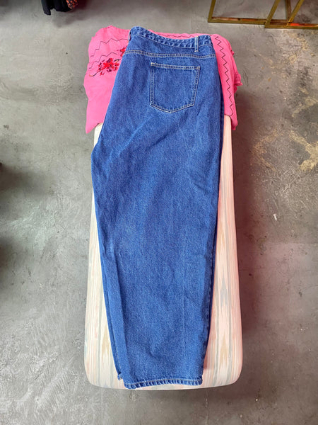 Mid-Wash Mom Jeans, Ladies 100% Cotton Jeans