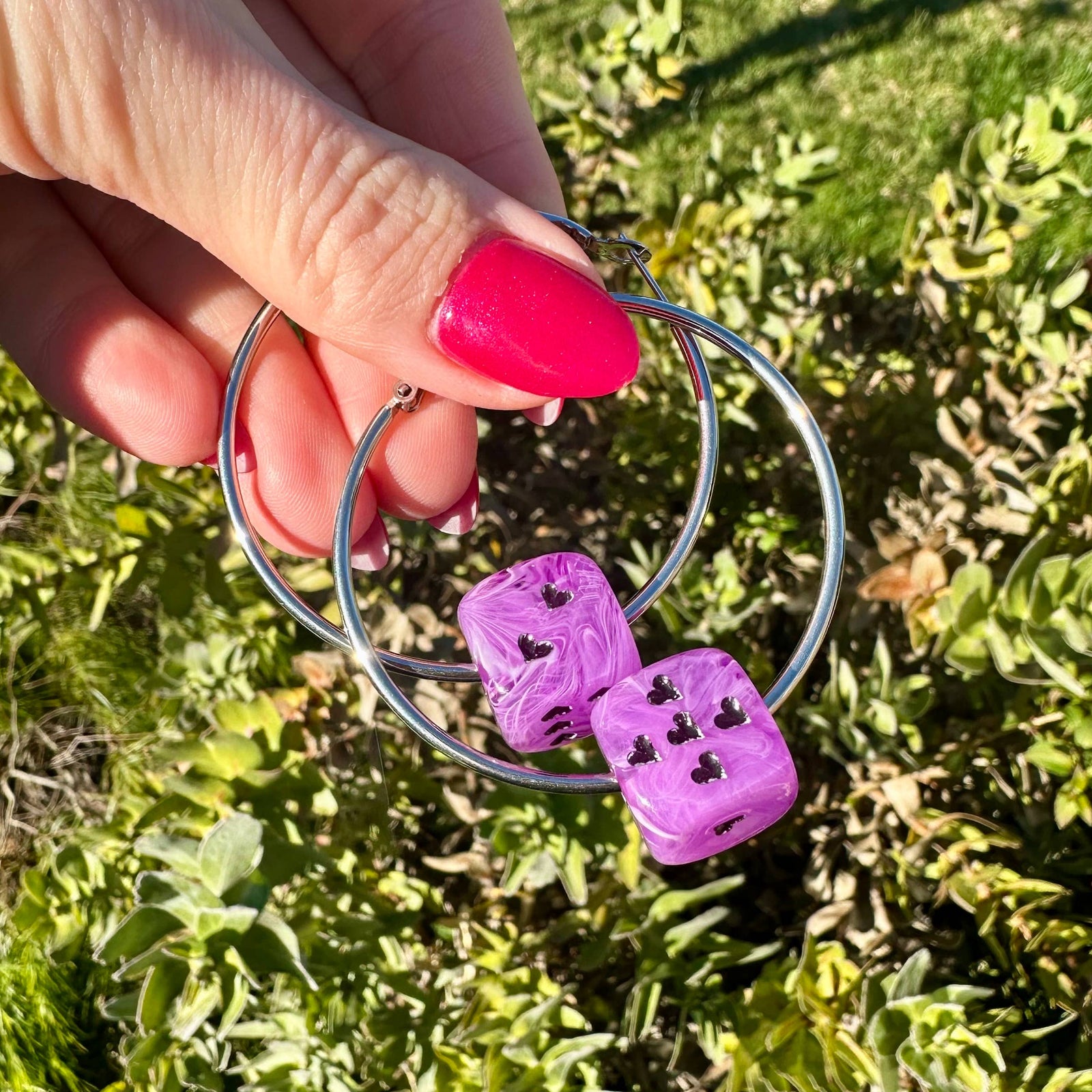 Love's A Gamble Dice Hoops Earrings - Multiple Colors Available