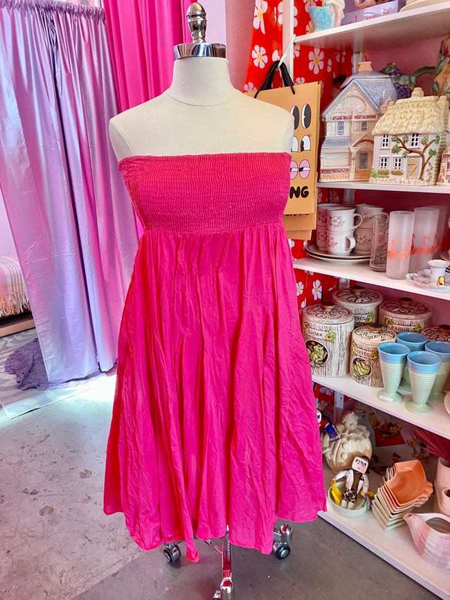 Y2K Pink Cotton Bandeau Dress - 2X
