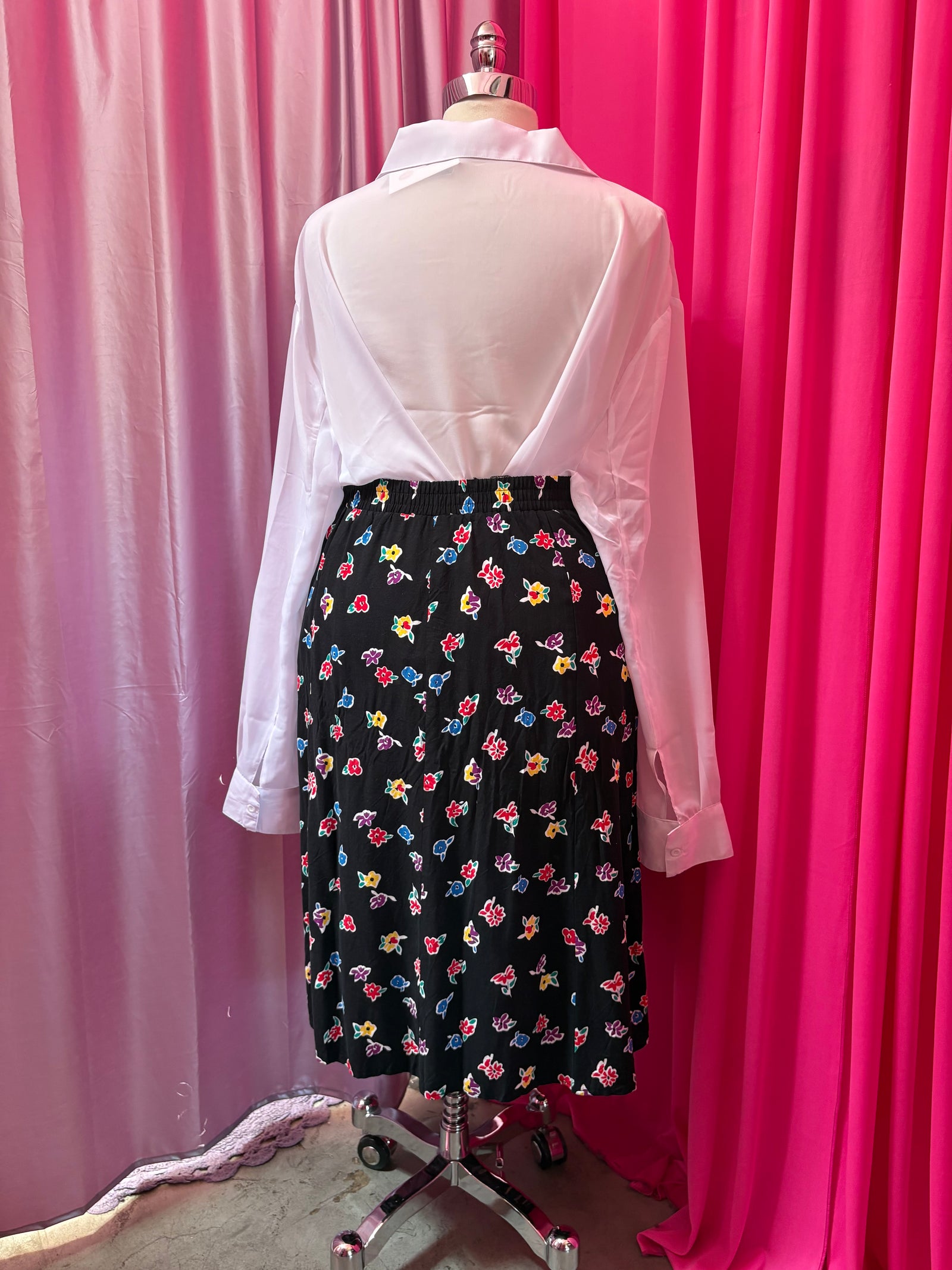 Sag Harbor Floral Button Midi Skirt
