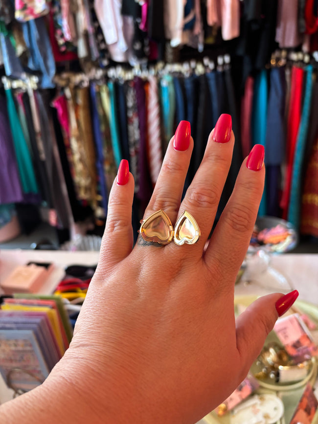 Adjustable Heart Locket Ring