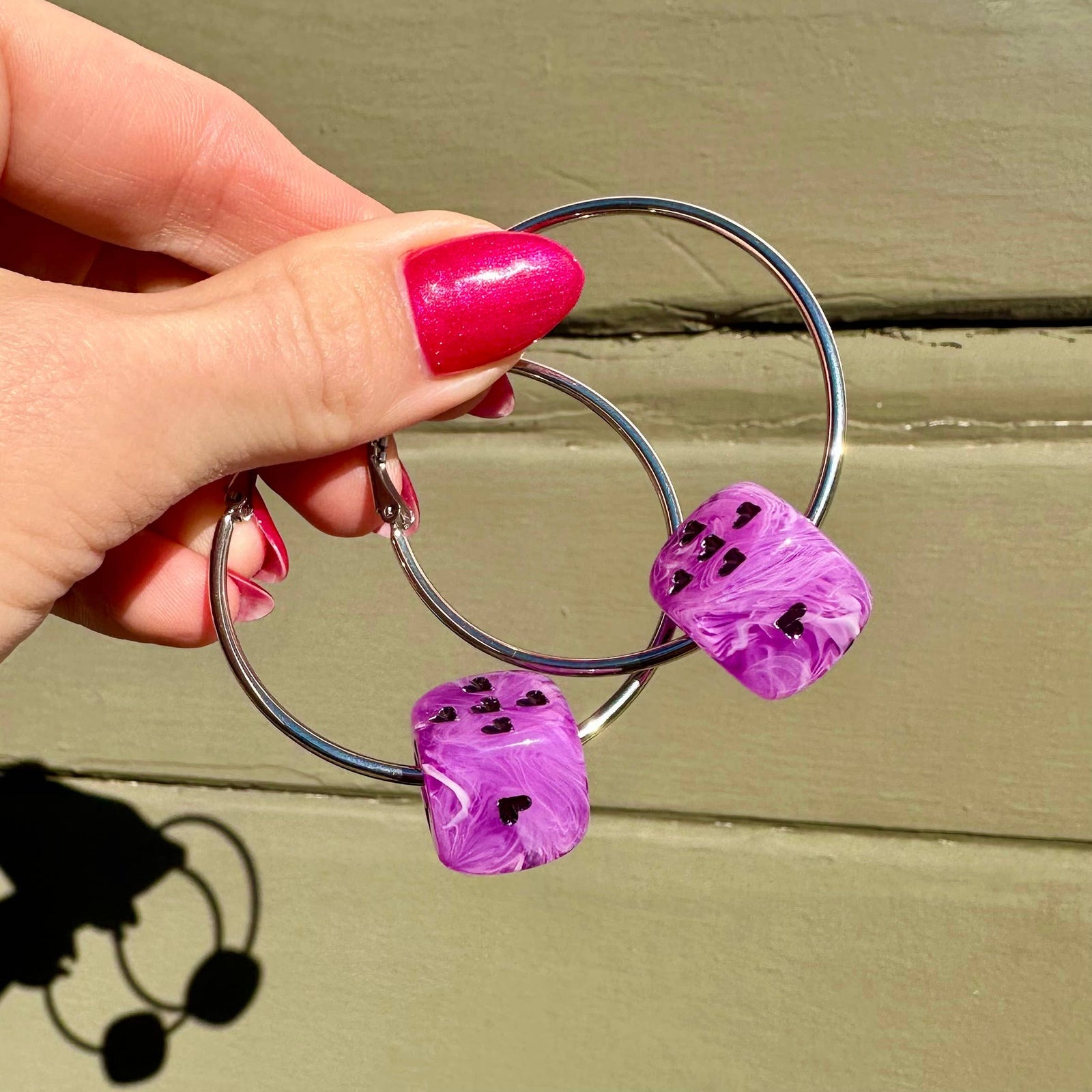 Love's A Gamble Dice Hoops Earrings - Multiple Colors Available