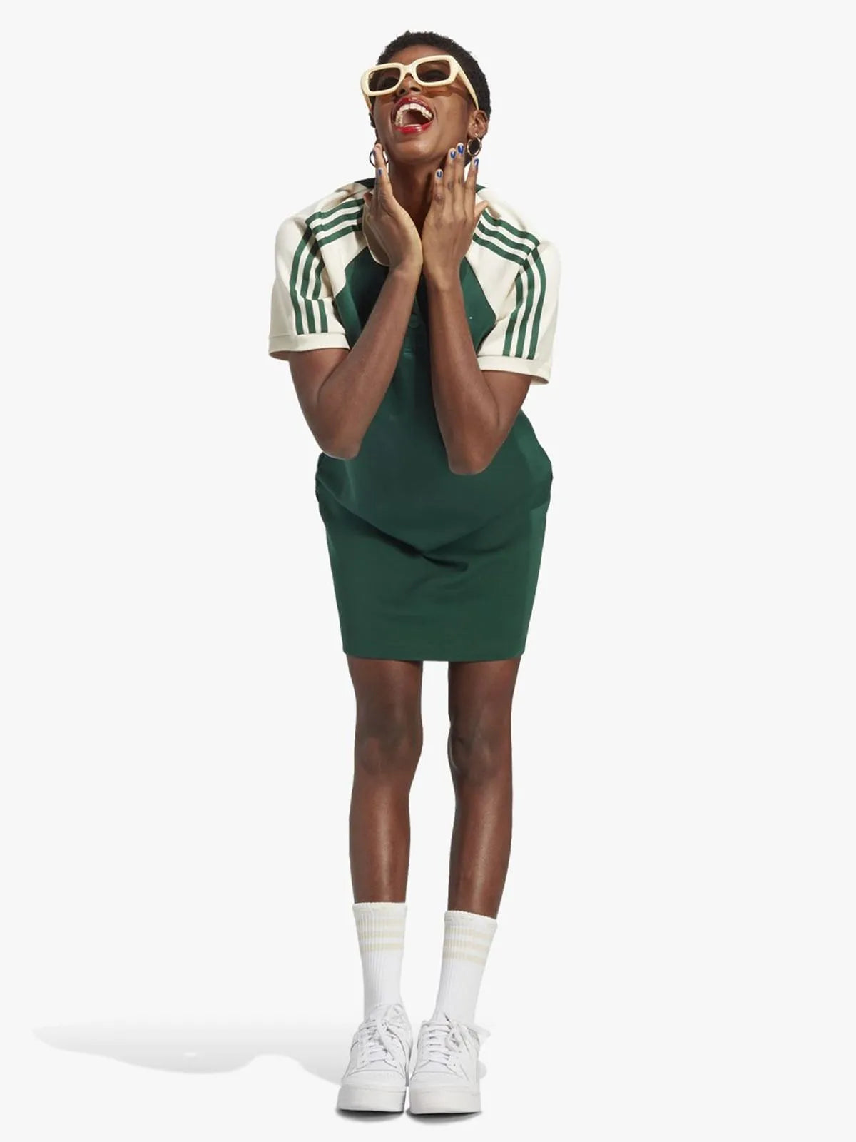 Adidas Originals Green Stripe Polo Retro Shirt Dress - XL