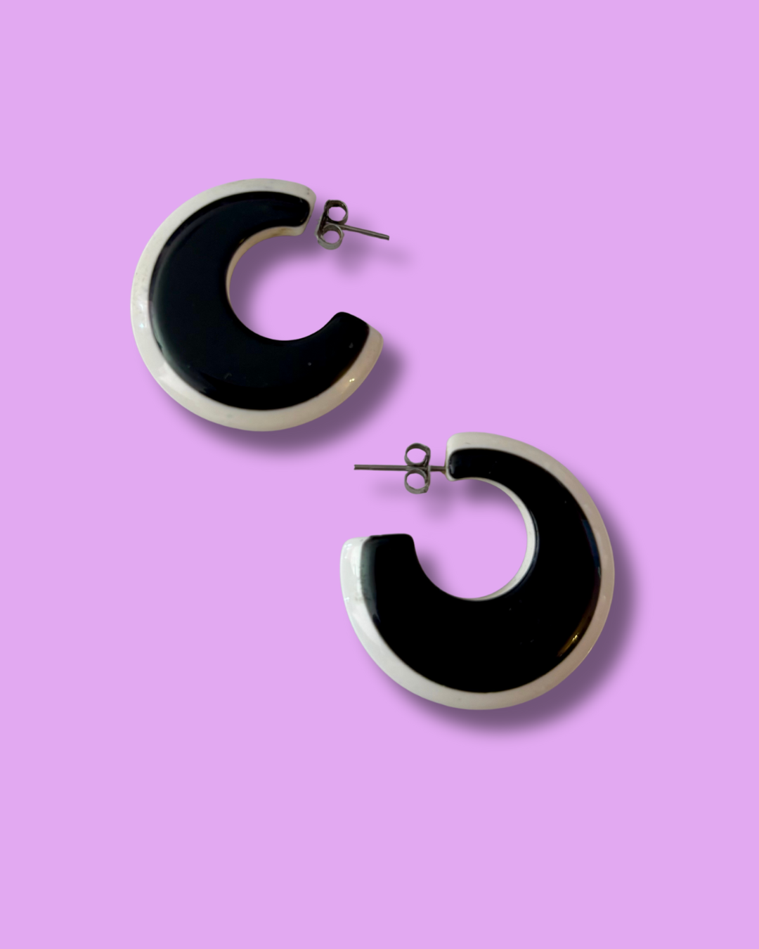 80's Two-tone Hoop Earrings