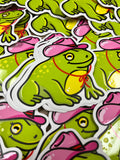 Frog Stickers Frog with Hat Vinyl Waterproof Sticker