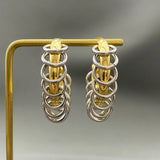 Stainless Steel Two-tone Pierced Hoops