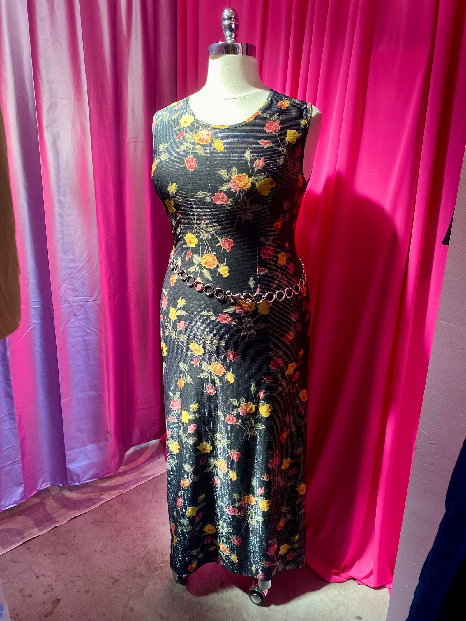 Chrome Floral Maxi Dress - 1X