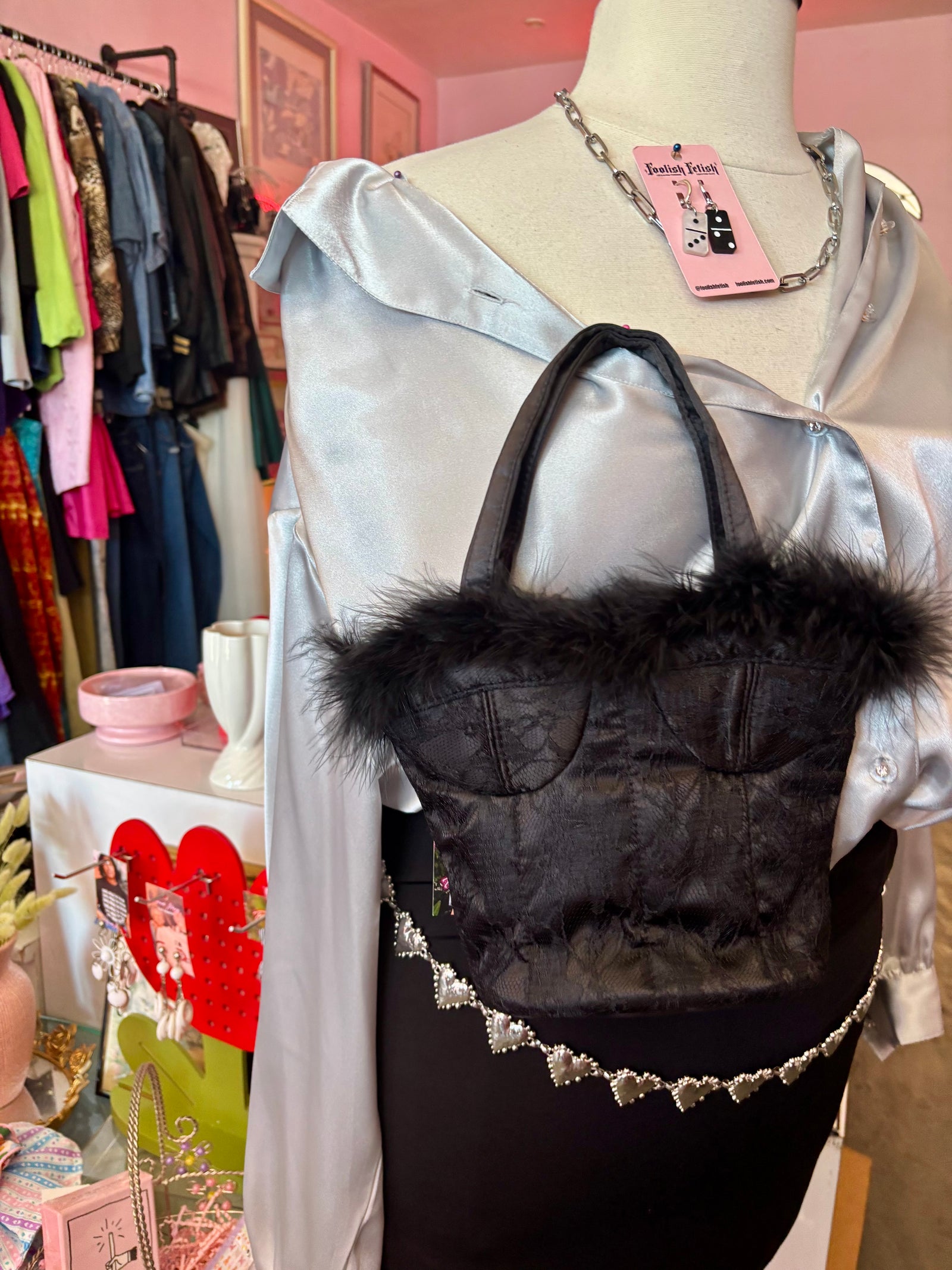 Silver Hammered Heart Adjustable Chain Belt - Size 1X-6X