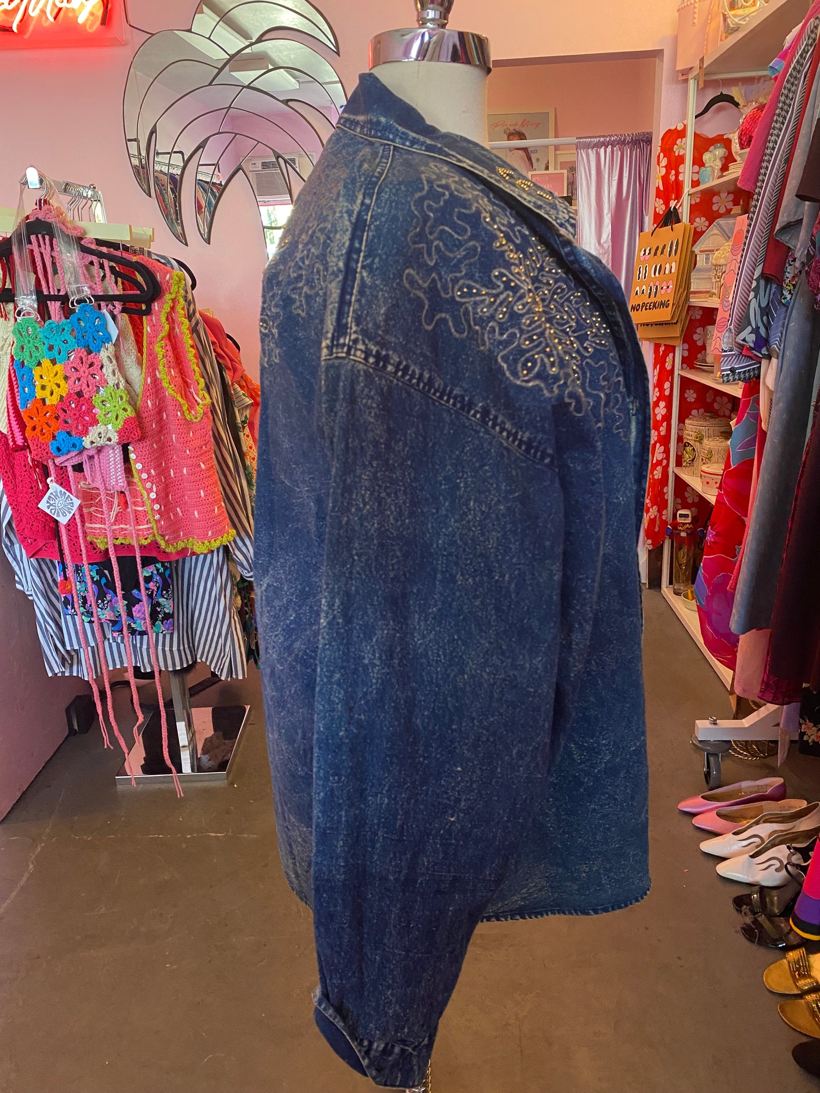 80’s Embellished Denim Shacket - 3X