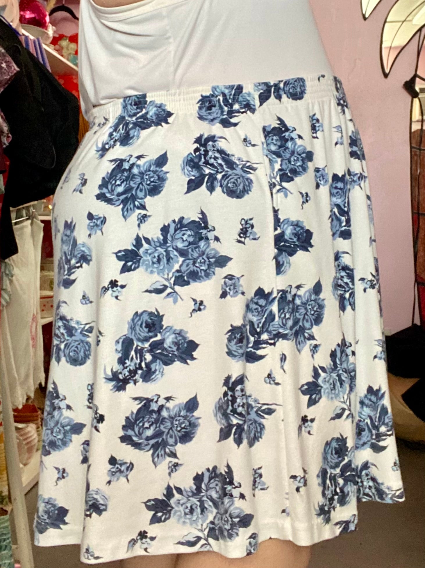 2000s Blue Rose Skirt - 4X/5X