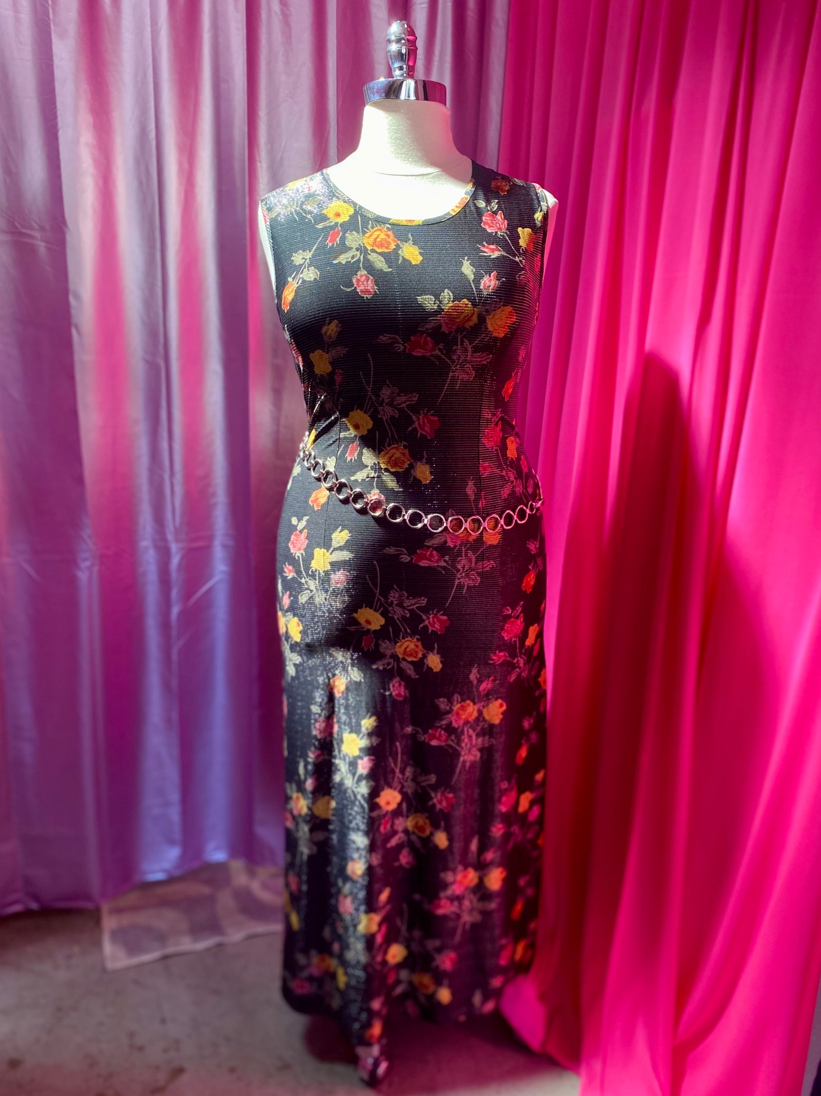 Chrome Floral Maxi Dress - 1X