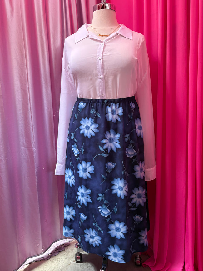 The Blue Period Midi Skirt