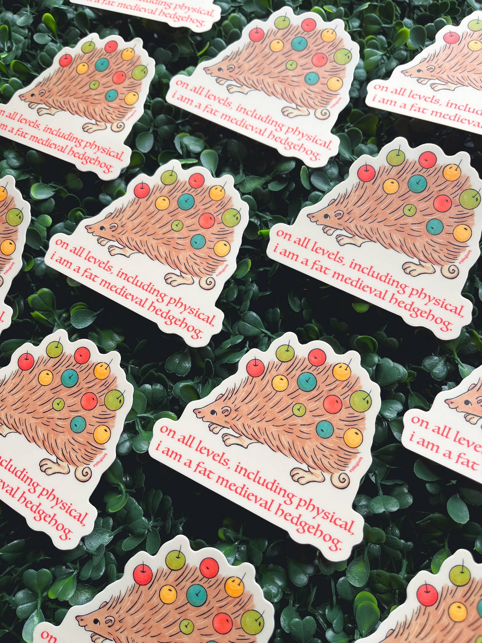 Fat Medieval Hedgehog Waterproof Vinyl Sticker