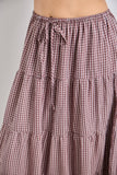 Micro-plaid Tiered Maxi Skirt