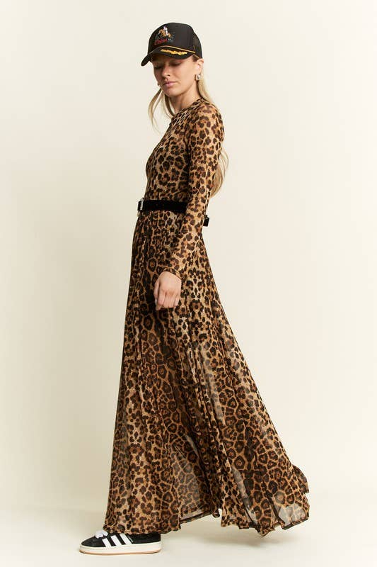 Animal Print Mesh Maxi