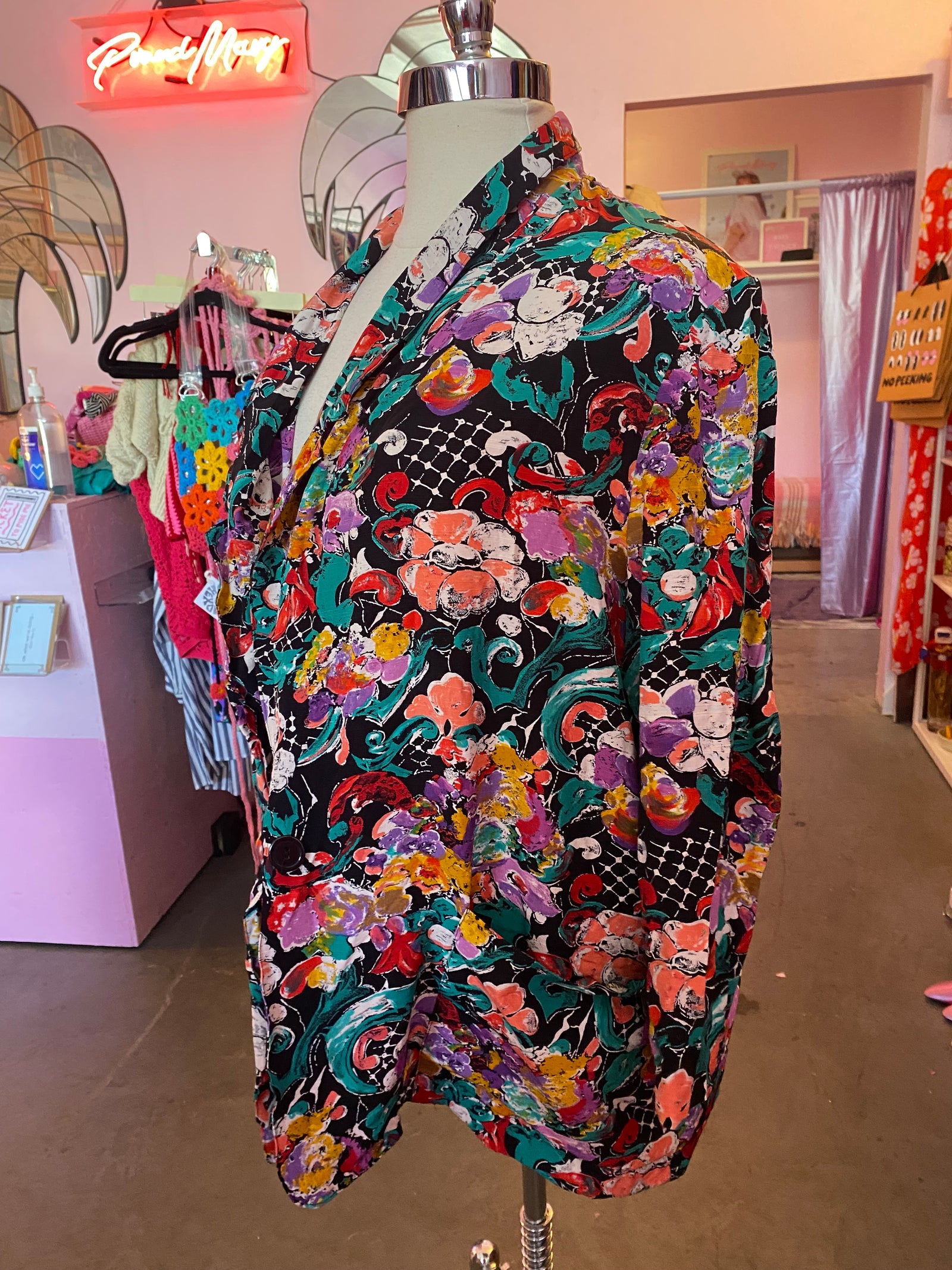 80’s Floral Longline Blazer - Size 22