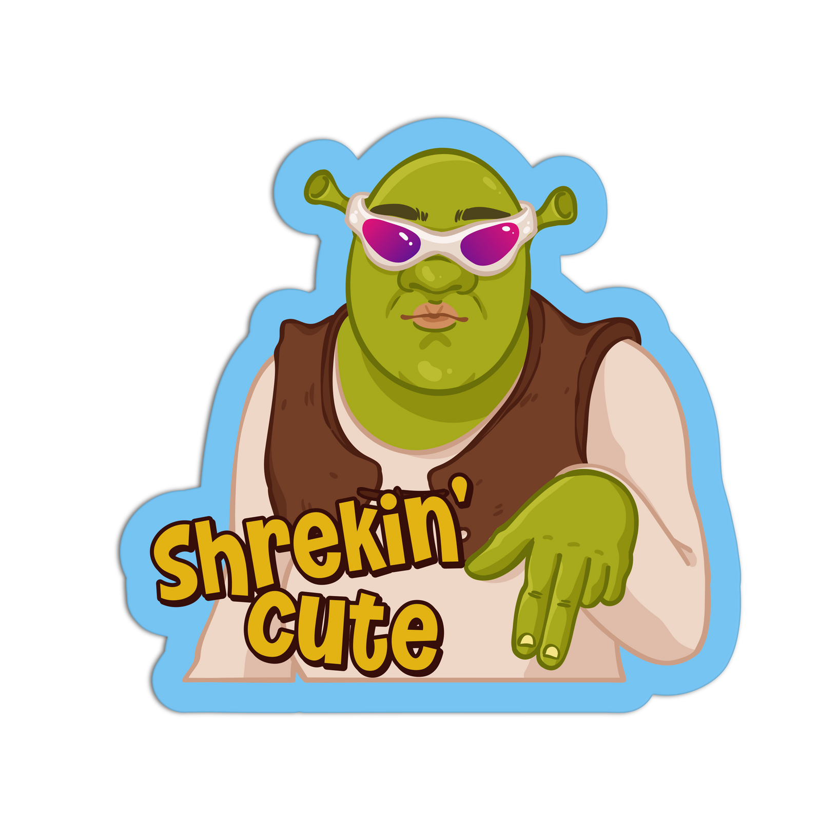 Shrekin' Cute Funny Textured Sticker