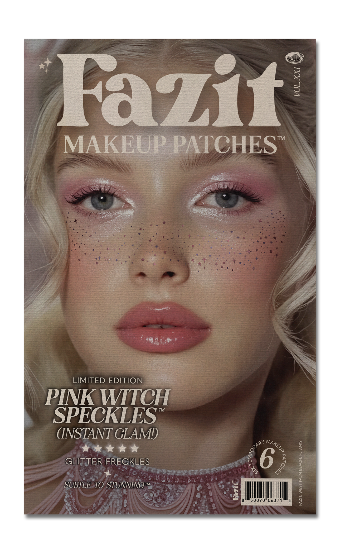 Pink "Good" Witch Glitter Halloween Makeup Tattoo
