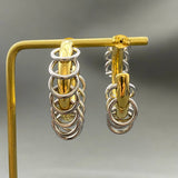 Stainless Steel Two-tone Pierced Hoops