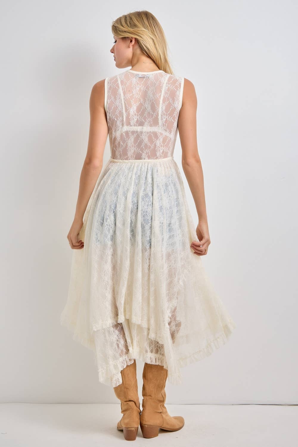 Plus Size Sleeveless Lace Duster