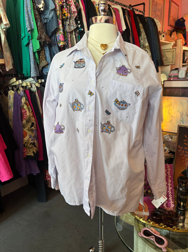 Tea Time Button up - 1X (oversized fit)