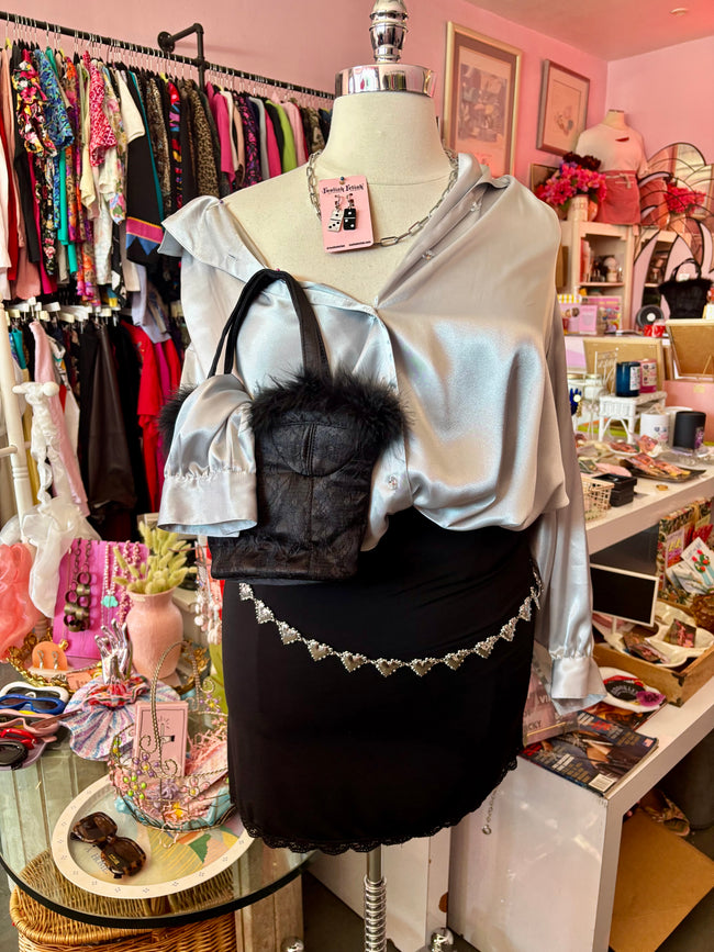 Silver Hammered Heart Adjustable Chain Belt - Size 1X-6X