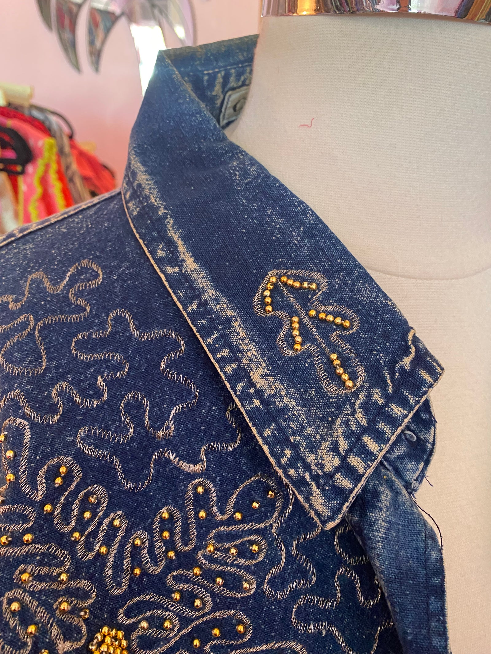 80’s Embellished Denim Shacket - 3X