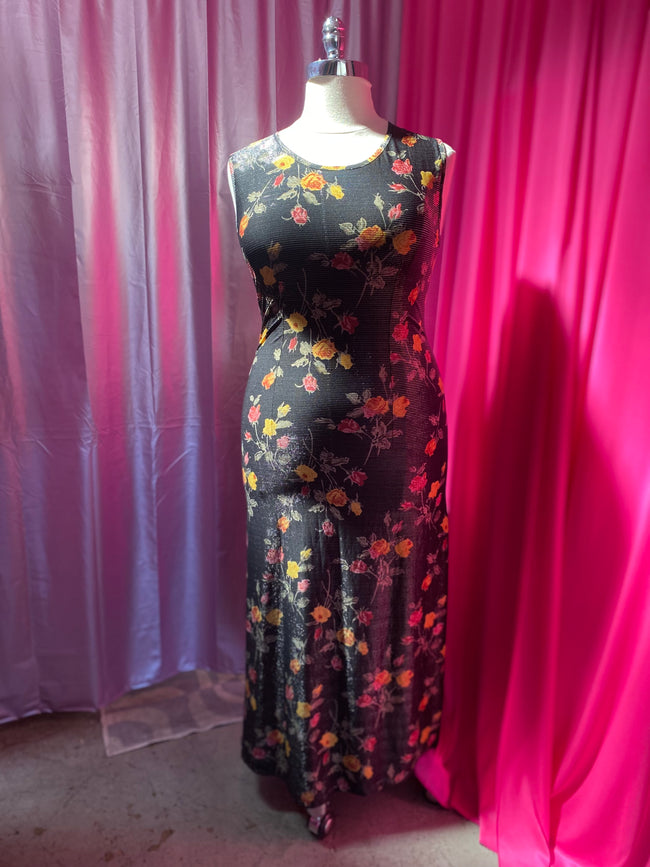 Chrome Floral Maxi Dress - 1X