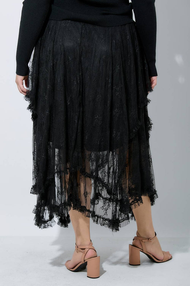 EMBELLISHED LACE HEM SKIRT