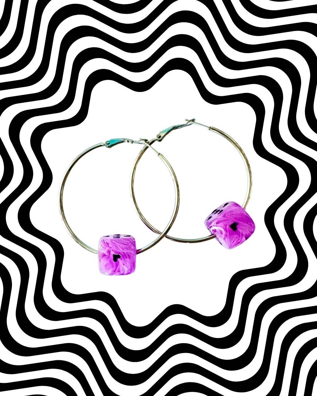 Love's A Gamble Dice Hoops Earrings - Multiple Colors Available