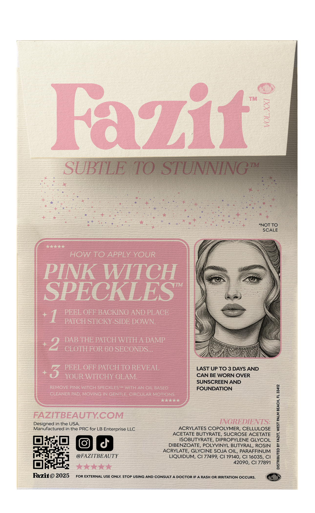 Pink "Good" Witch Glitter Halloween Makeup Tattoo