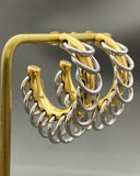 Stainless Steel Two-tone Pierced Hoops
